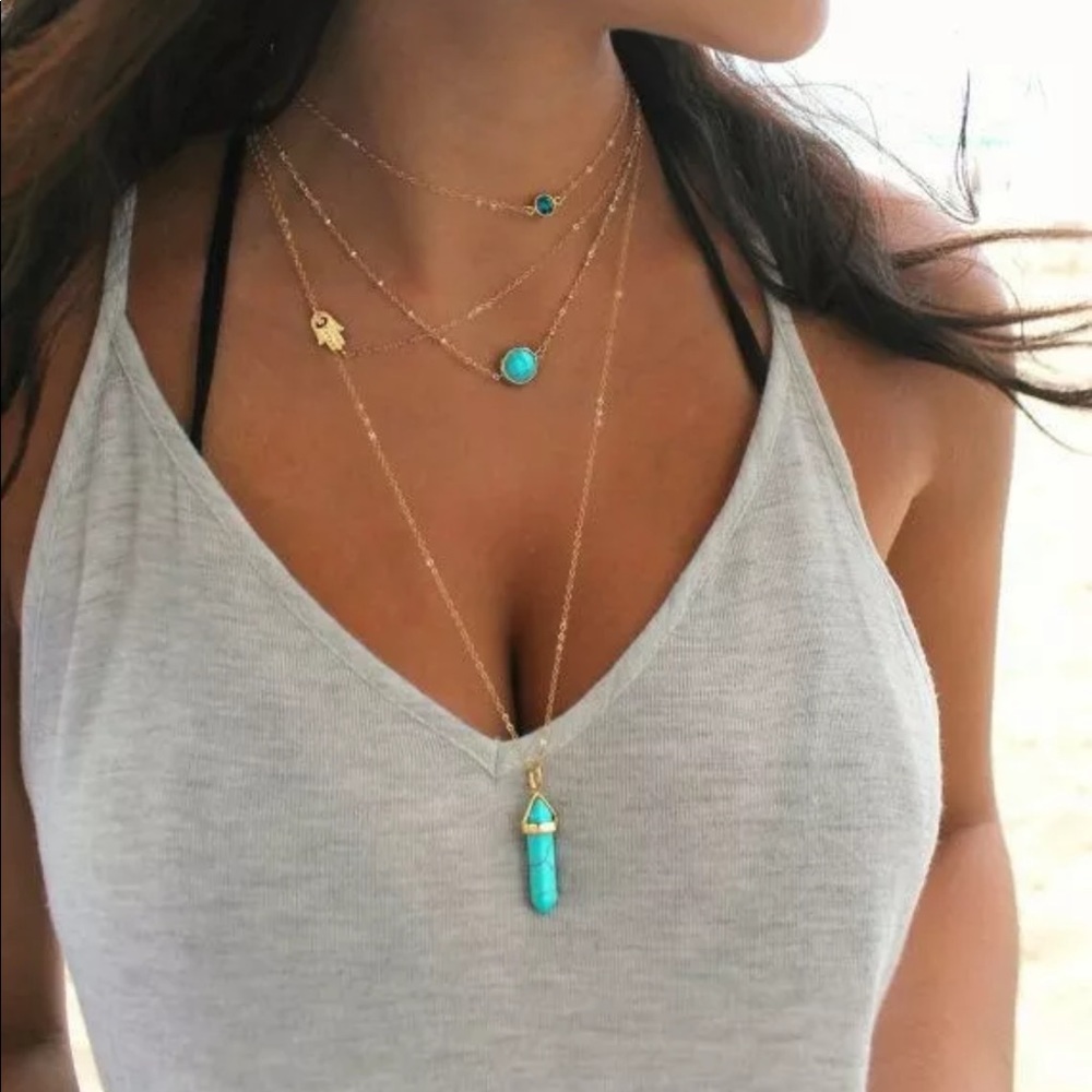 Ladies boho gold tone necklace